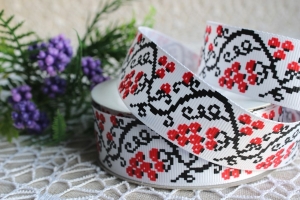 Репс 2.5см "Орнамент" калина