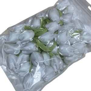 Тюльпани з органзи 4х3.5 см, білі (10 шт.)