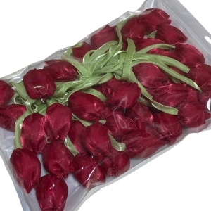 Тюльпани з органзи 4х3.5 см,червоні  (10 шт.)