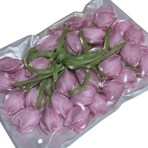 Тюльпани з органзи 4х3.5 см, рожеві  (10 шт.)