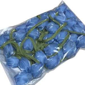 Тюльпани з органзи 4х3.5 см, сині  (10 шт.)