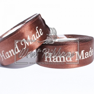 Атлас 2.5 см Hand Made, коричневий