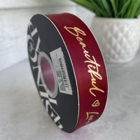 Атлас 2.5 см "Beautiful love", бордовий
