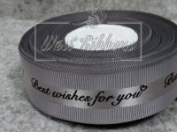 Репс 2.5 см "Best wishes for you", сірий