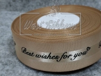 Репс 2.5 см "Best wishes for you", золотистий
