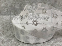 Органза "Ромашка-фольга" 2.5 см, біла