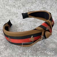 Обруч екошкіри чалма Gucci 3 см, світло-коричневий