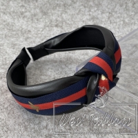 Обруч екокожу чалму Gucci 3 см, чорний з чорнильною стрічкою