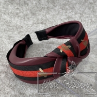 Обруч екошкіра чалма Gucci 3 см, бордовий