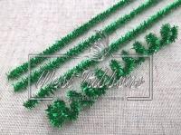 Синельний дріт з блискітками, зелений