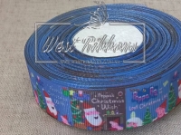 Репс 2.5 см Peppas Christmas Wish, на синьому - 5 м.