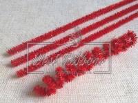 Синельний дріт з блискітками,  червоний (пушистий)