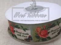 Репс 2.5 см Hand made with Love на оливковому NEW